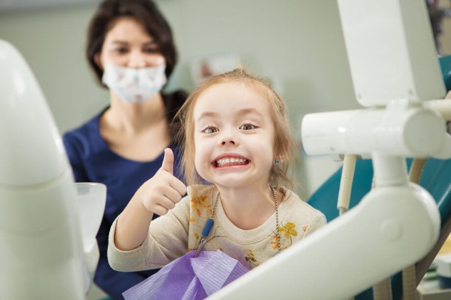 Excited kid at dentist appointment